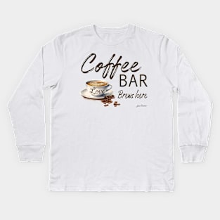 Shiplap Coffee Sign B Kids Long Sleeve T-Shirt